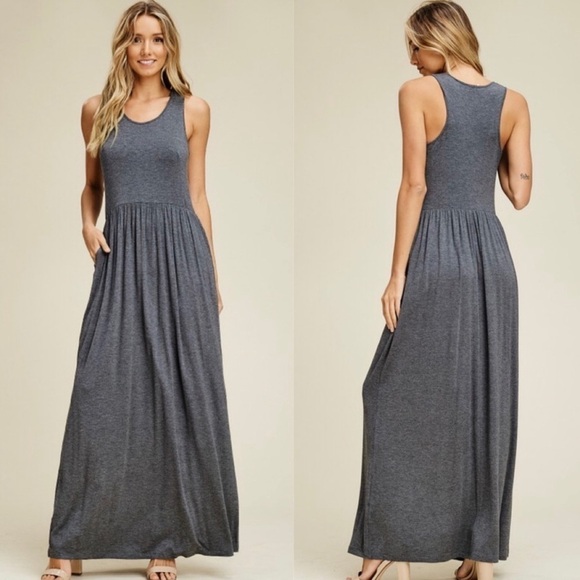 Charcoal Tank Maxi dress - Picture 1 of 3